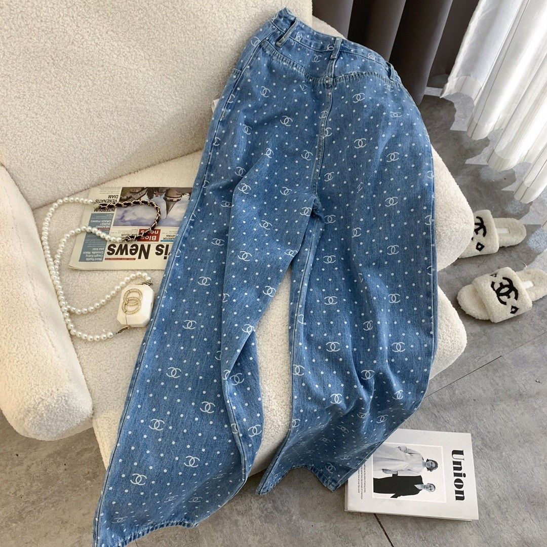 Fashionable loose fitting wide leg denim pants PD10052210