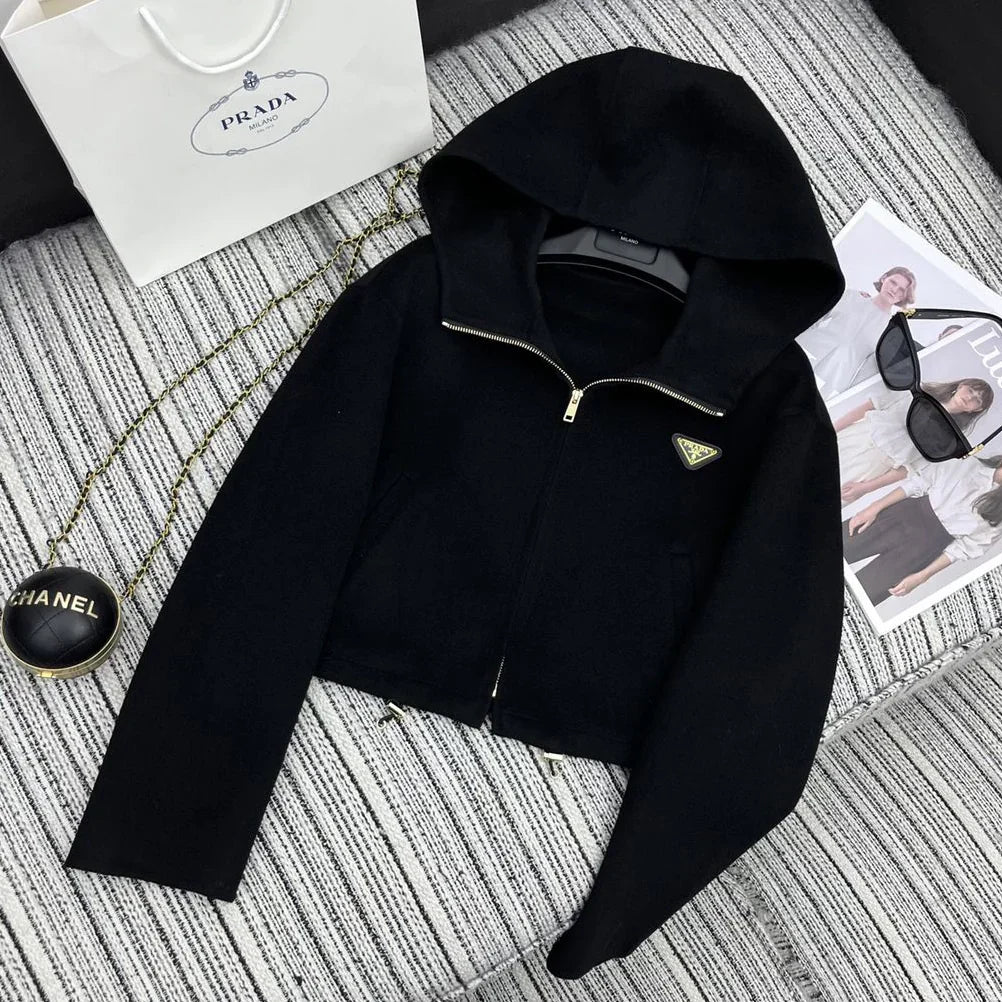 High end hooded knitted sweater 1024111506