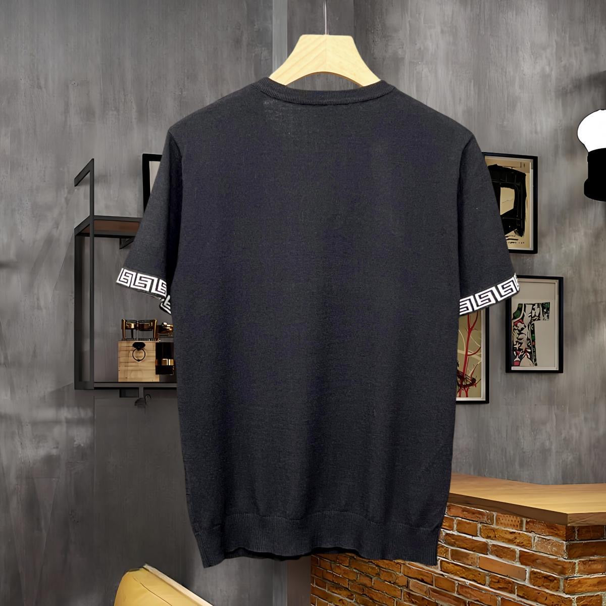 Summer round neck short sleeve knitted T-shirt 1824050701