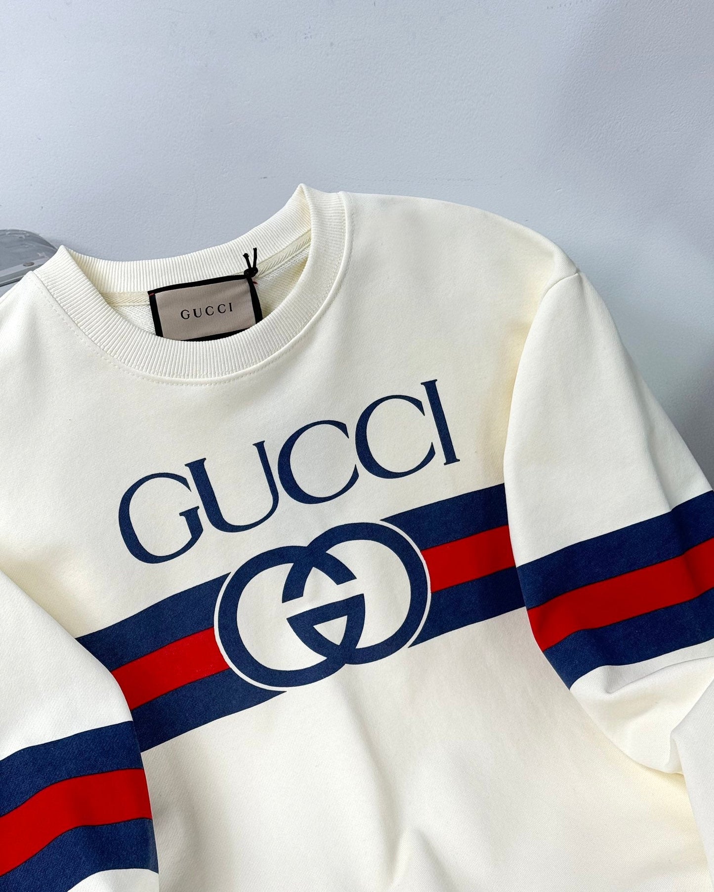 GG 24ss red and blue striped print sweatshirt 1824102213