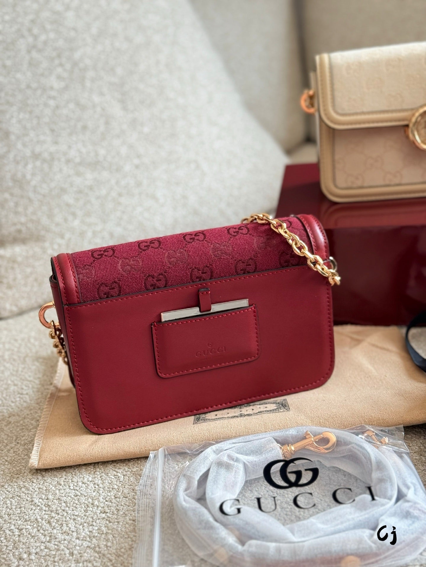 GG Canvas and leather trim shoulder bag 1825040906