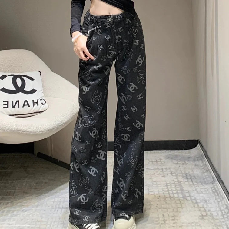 CHA New Versatile Printed Casual Jeans for Women 1025042102