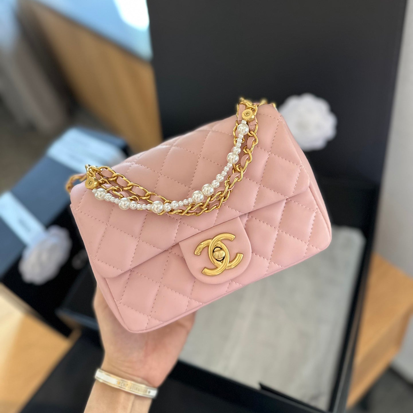 Cute pearl square fat bag 1824032204