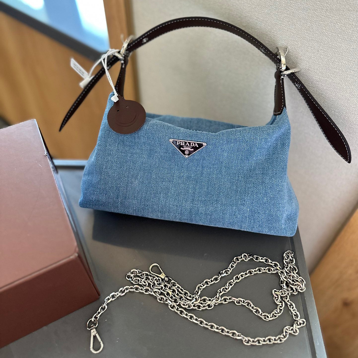 Classic underarm denim bag 1824050302