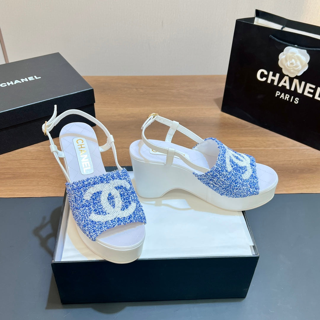 CNL thick-soled colorblock high-heeled sandals 0724042702