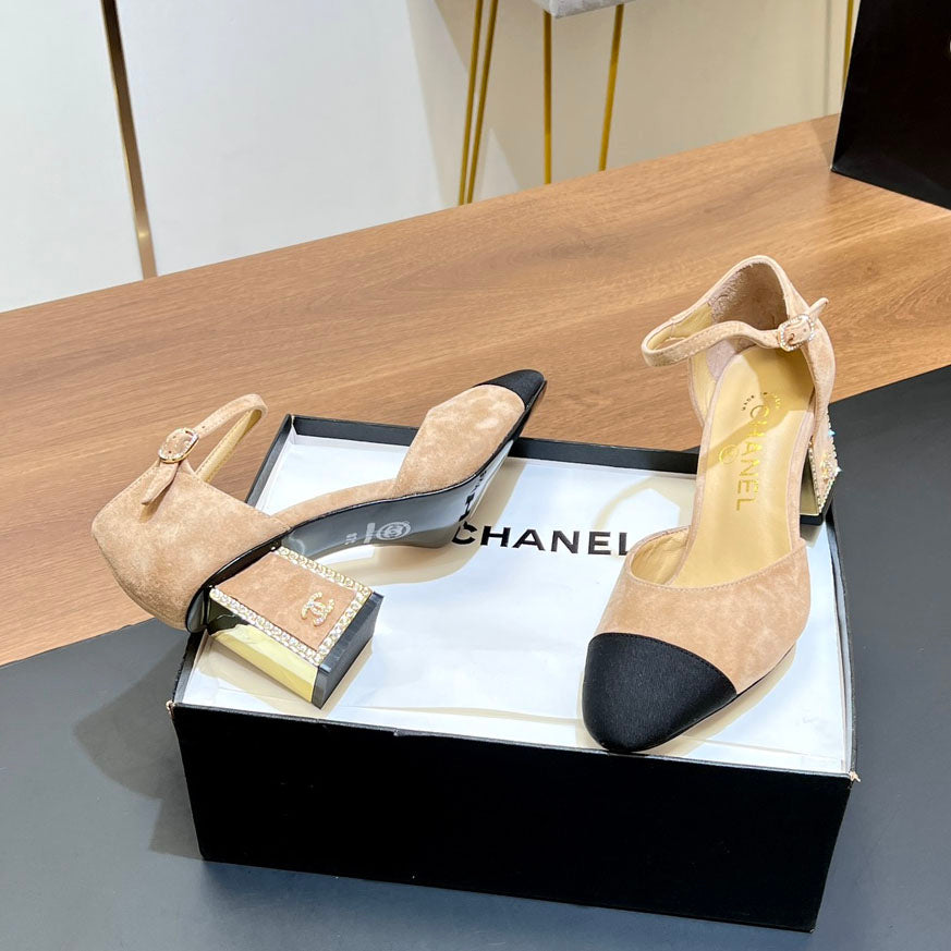 CNL Rhinestone square heel high heels 1824082802