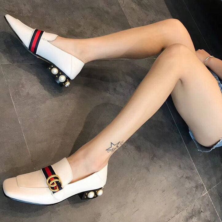 G Classic pearl heel loafers 1824070204