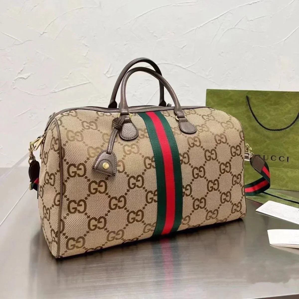 New trendy brand genuine leather men's large capacity handbag travel bag 1024022324