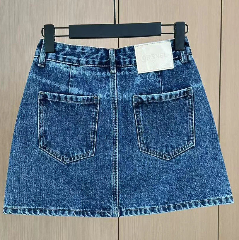 CHA Printed Denim Half Skirt 1025051916