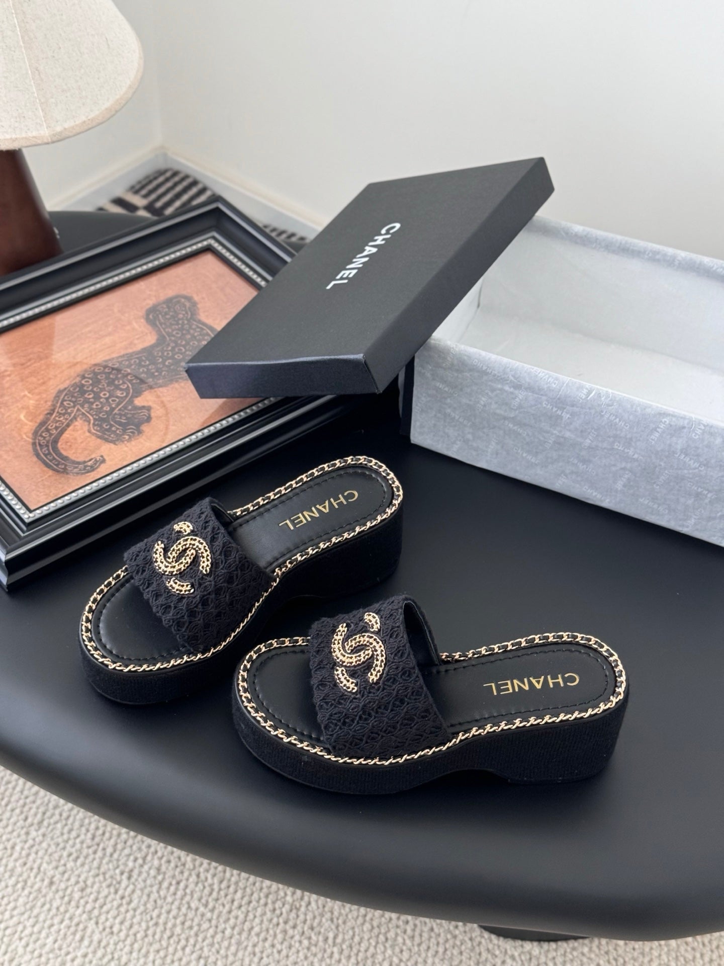 CNL women's platform chain double C slide sandal 1825042902