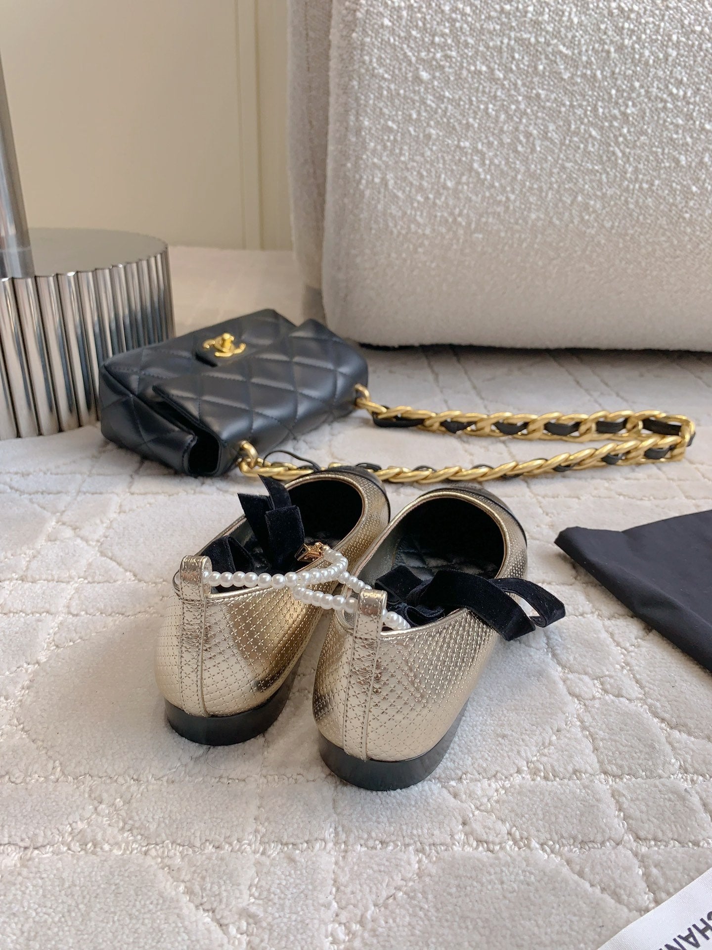 CHA Pearl anklet bow embellished ballet flats 1825022814