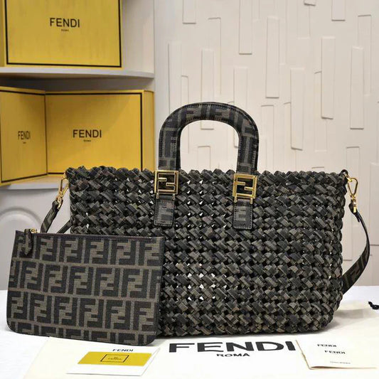 FD New Medium Tote Series Woven Tote Bag 1025062003