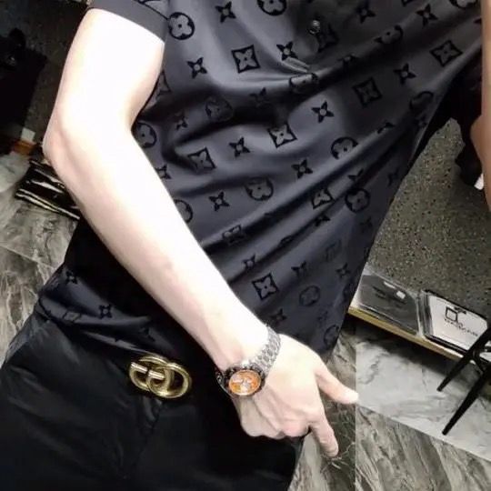 European Station men's POLO shirt business short sleeve T-shirt lapel H03