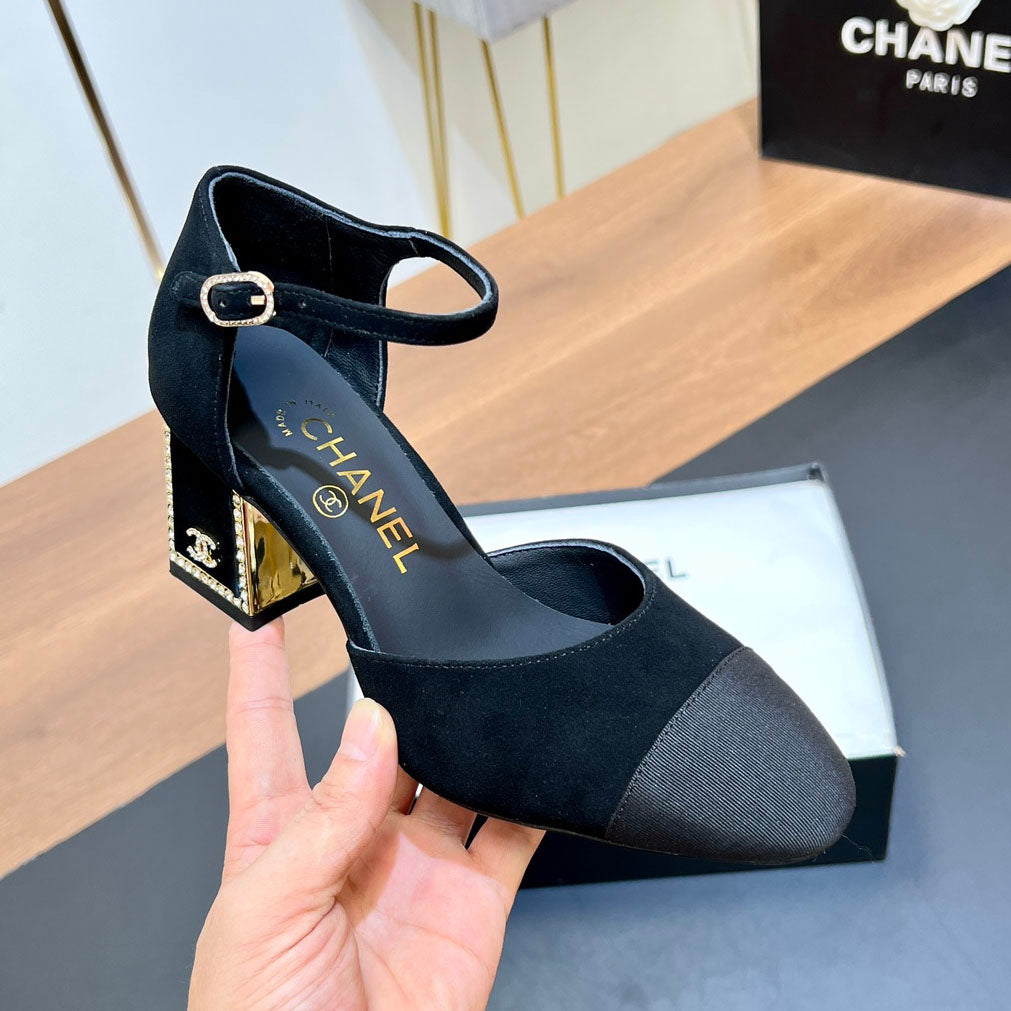 CNL Rhinestone square heel high heels 1824082802