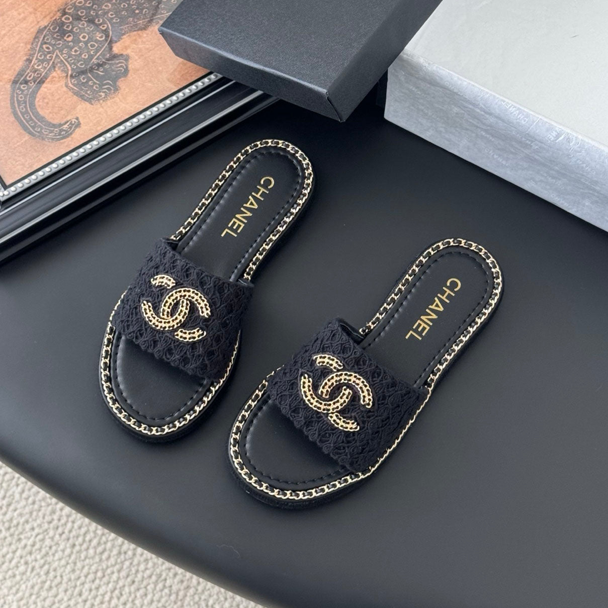 CNL women's platform chain double C slide sandal 1825042902