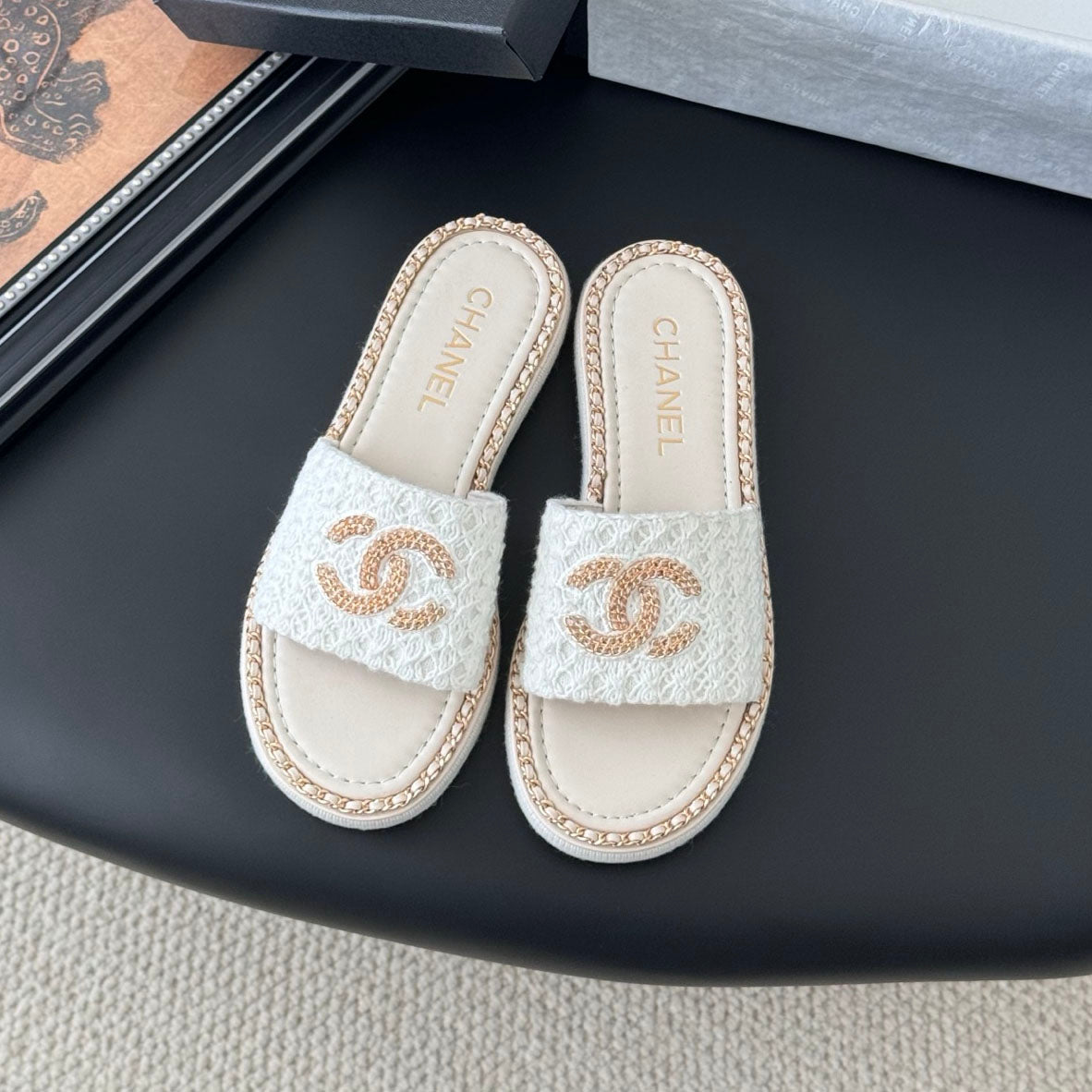 CNL women's platform chain double C slide sandal 1825042902