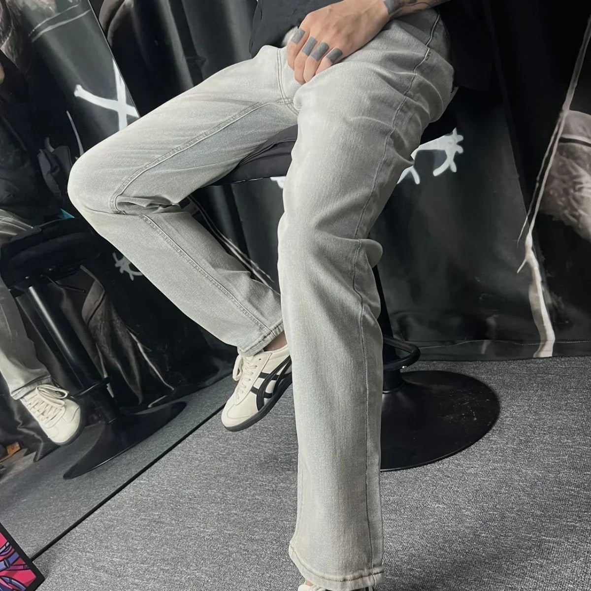 New Letter Embroidered Ripped Trousers 1024051501