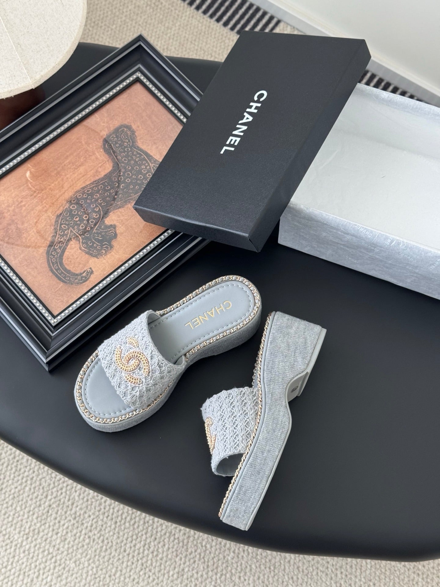 CNL women's platform chain double C slide sandal 1825042902