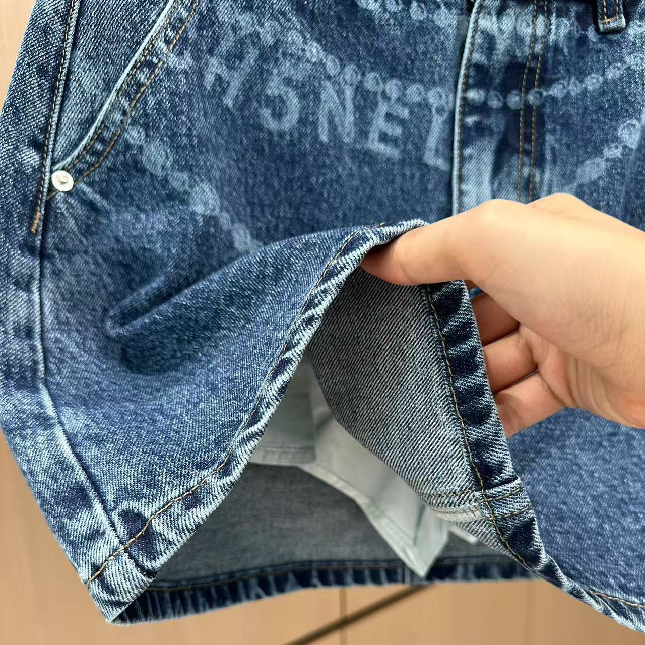 CHA Printed Denim Half Skirt 1025051916