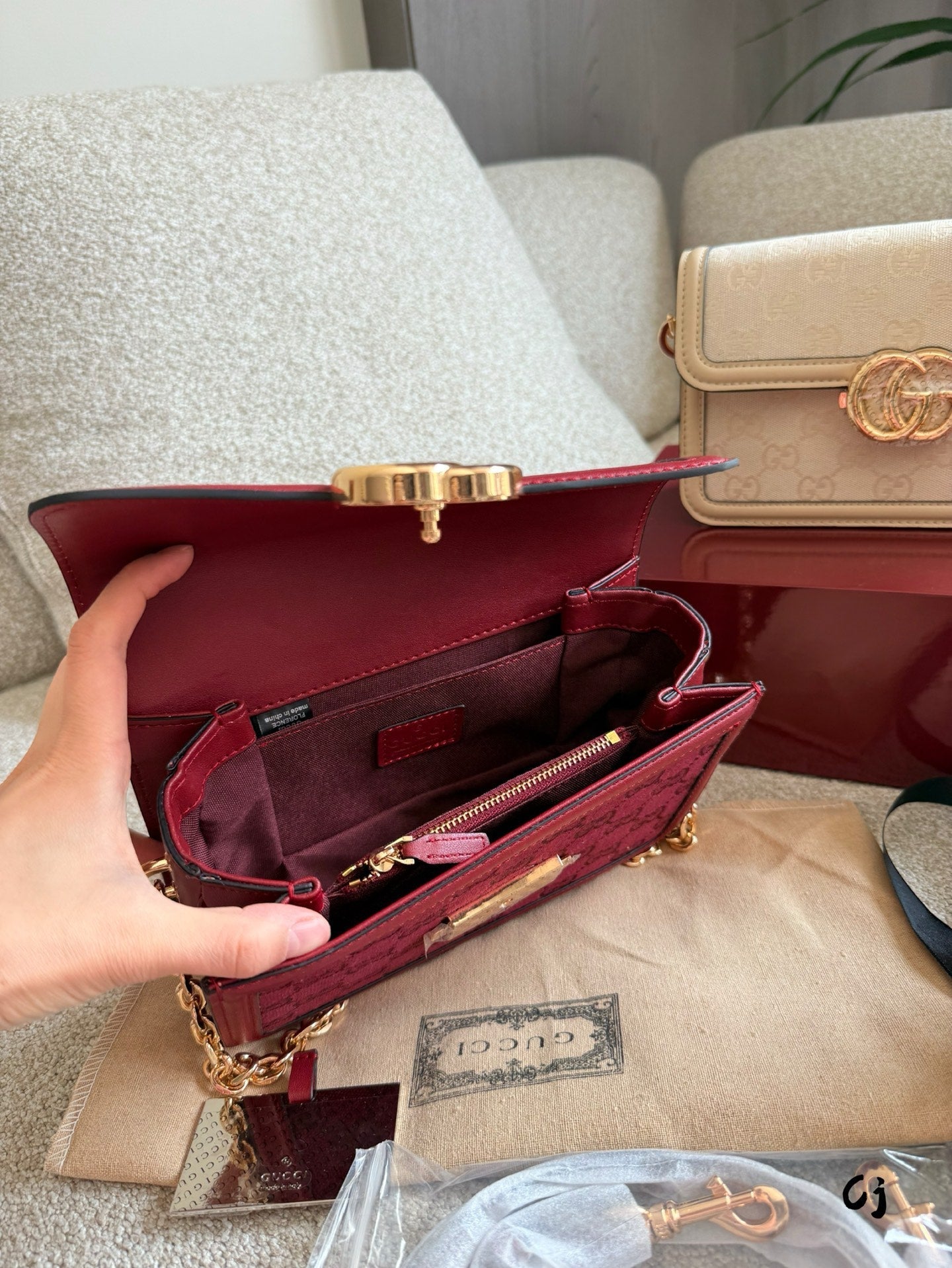 GG Canvas and leather trim shoulder bag 1825040906