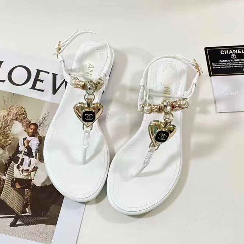 Fashion all-match camellia heart buckle sandals PD1023071720