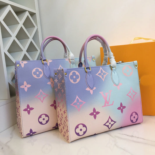 Ladies Colorblock Brand Print Bag Shopping Bag