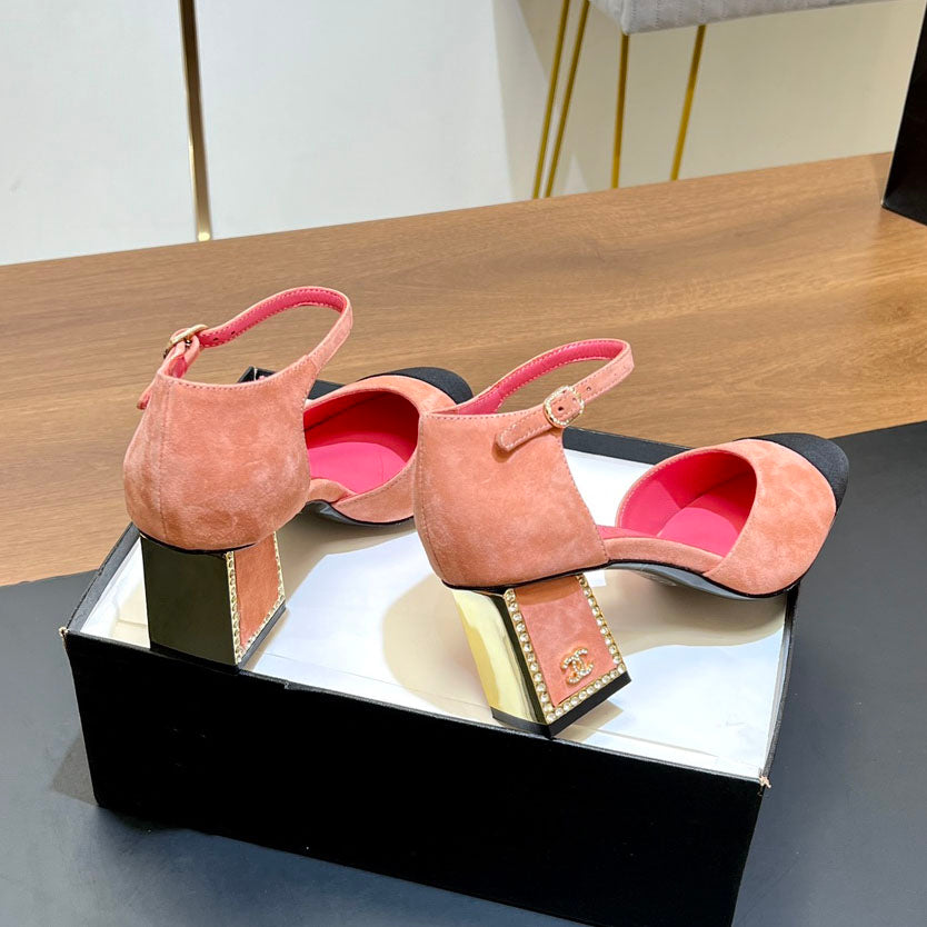 CNL Rhinestone square heel high heels 1824082802