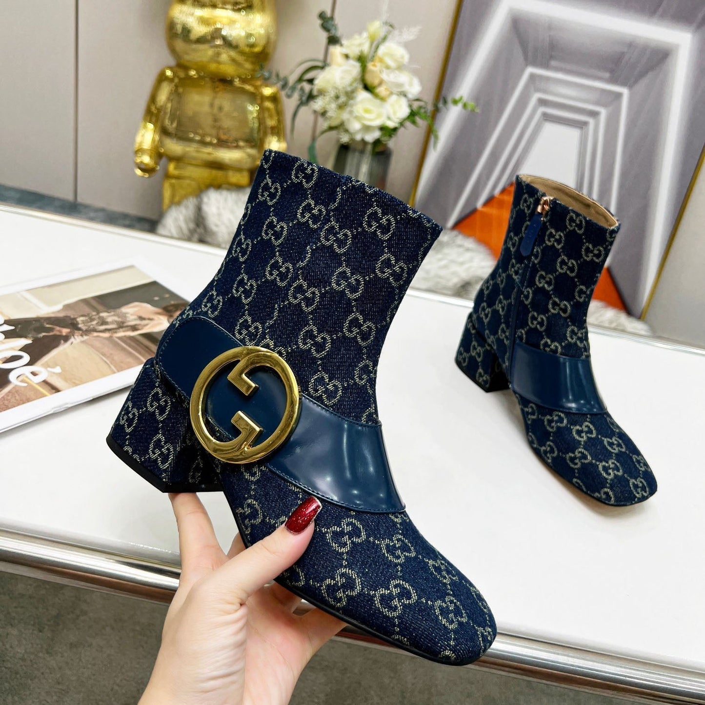 New chunky heel nude boots fashion boots