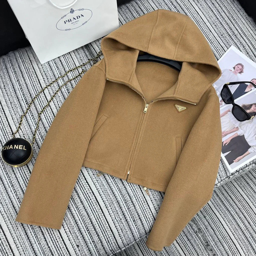 High end hooded knitted sweater 1024111506