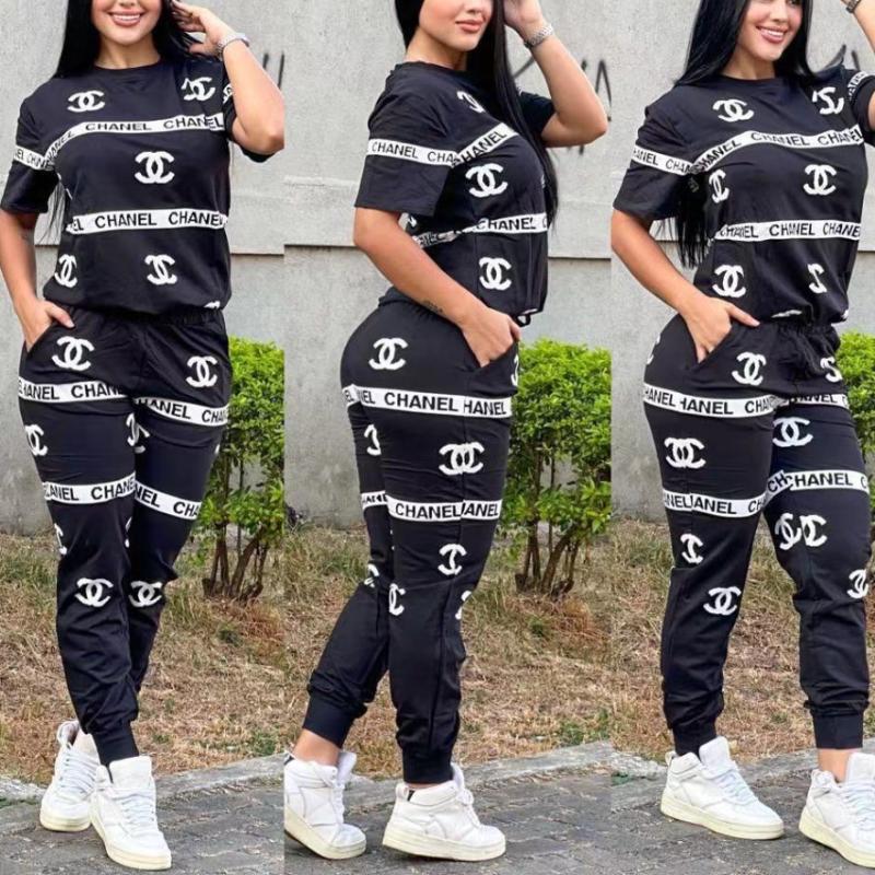 Fashionable Solid Color Trendy Casual Printed Two-piece 1024061901