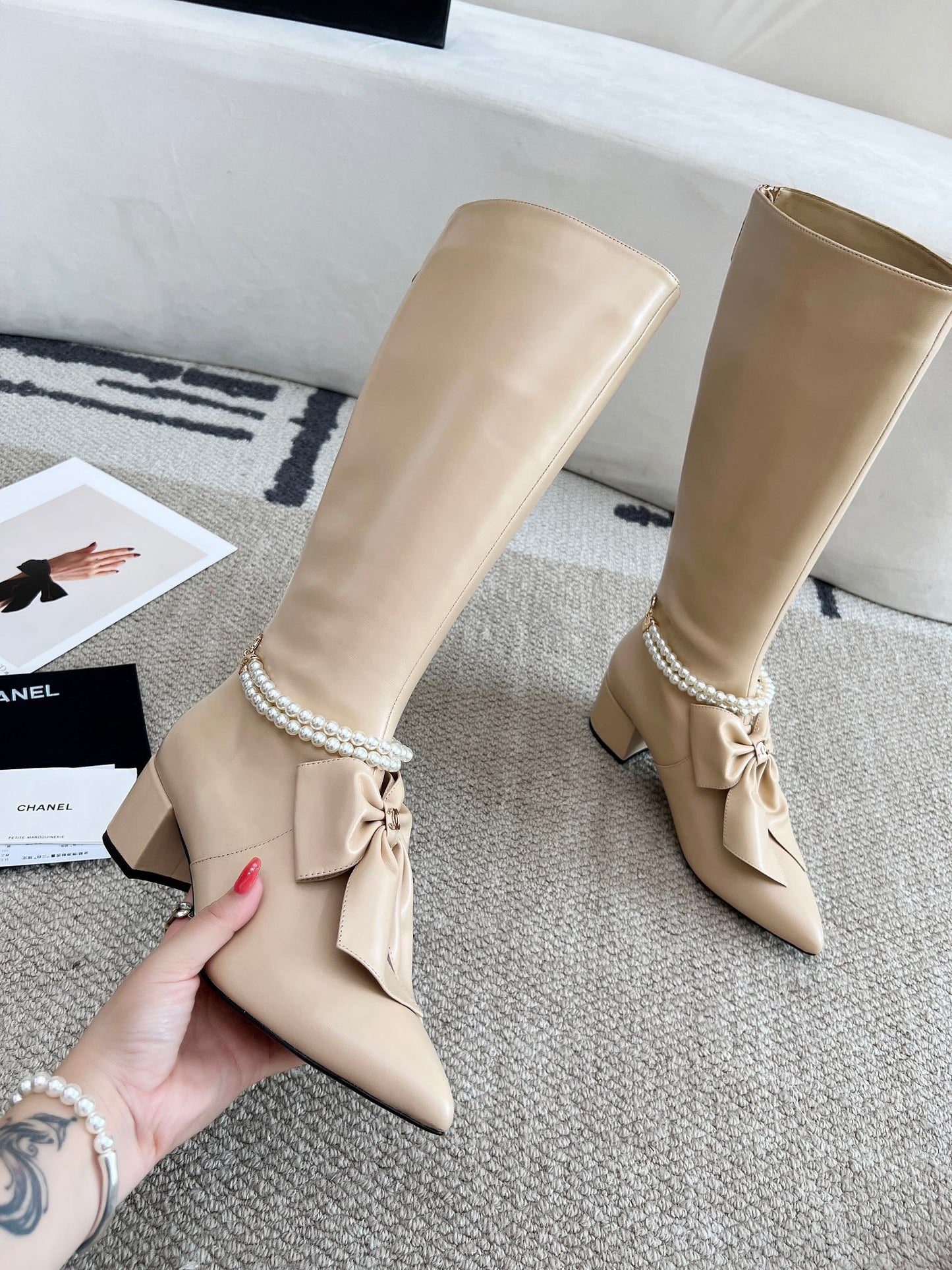 Zipper Pearl Boots 0724090507