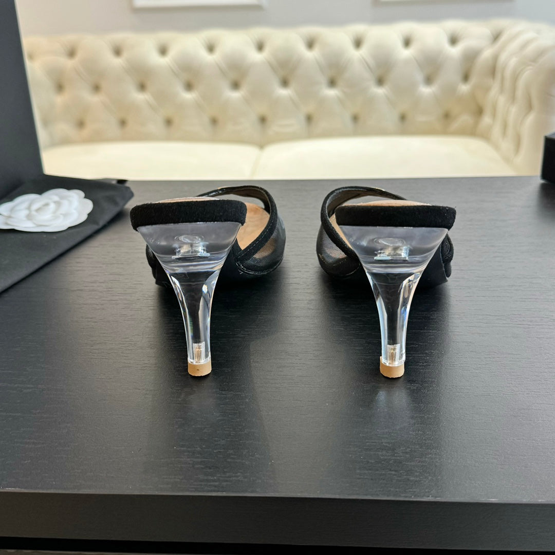 CNL 24S catwalk style embroidered mesh slippers high heels 1824060904