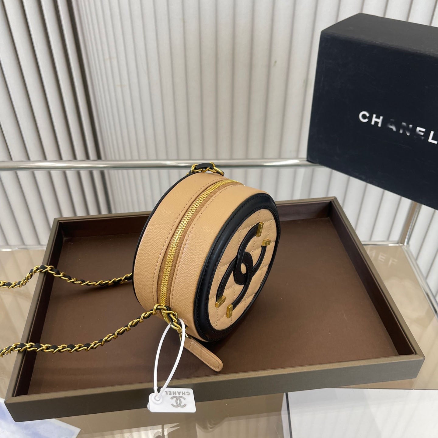 Brown Retro Small Round Cake Bag WLFBG23021722