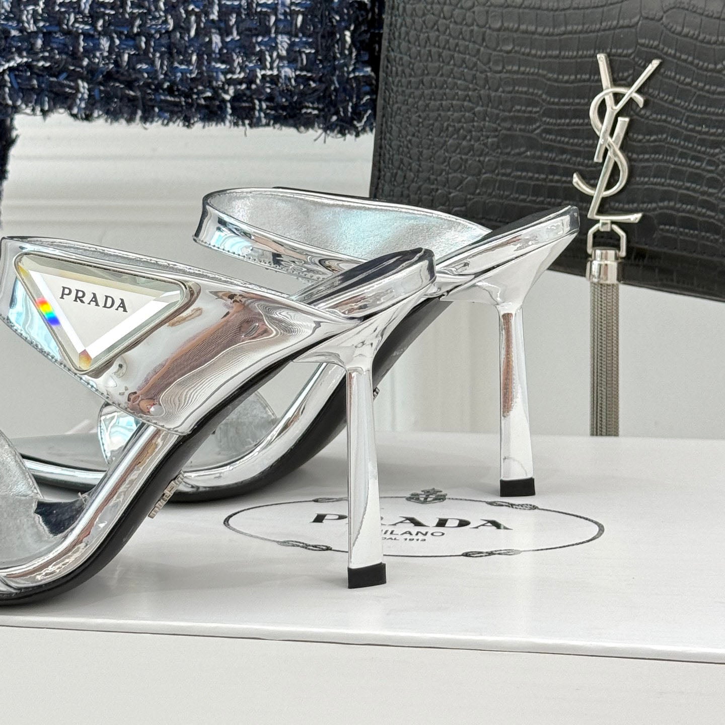 PR Triangle logo pointed toe sandals 1825061002