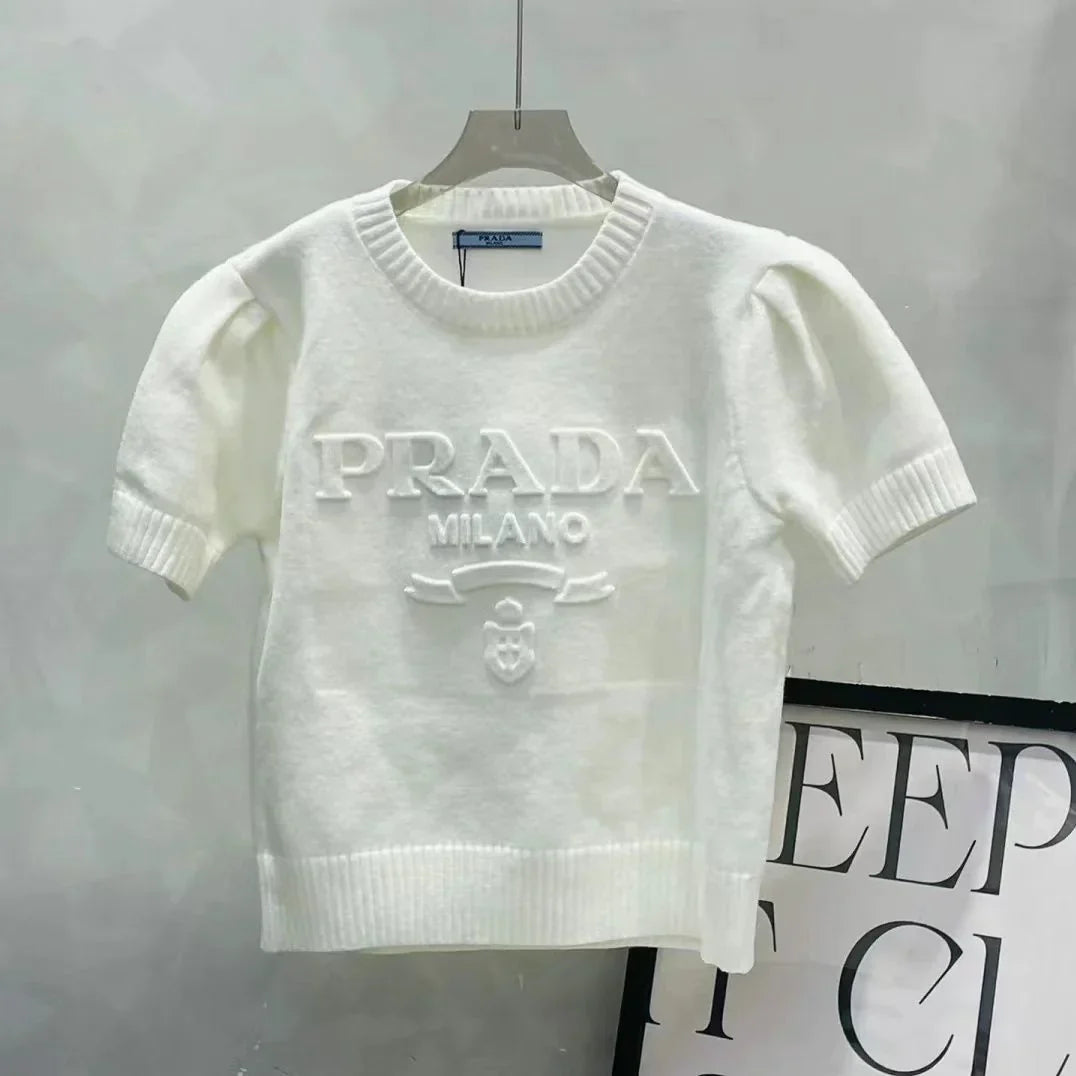 Early Spring Crewneck Women's Sweater Fashion Short-sleeved 1024031805