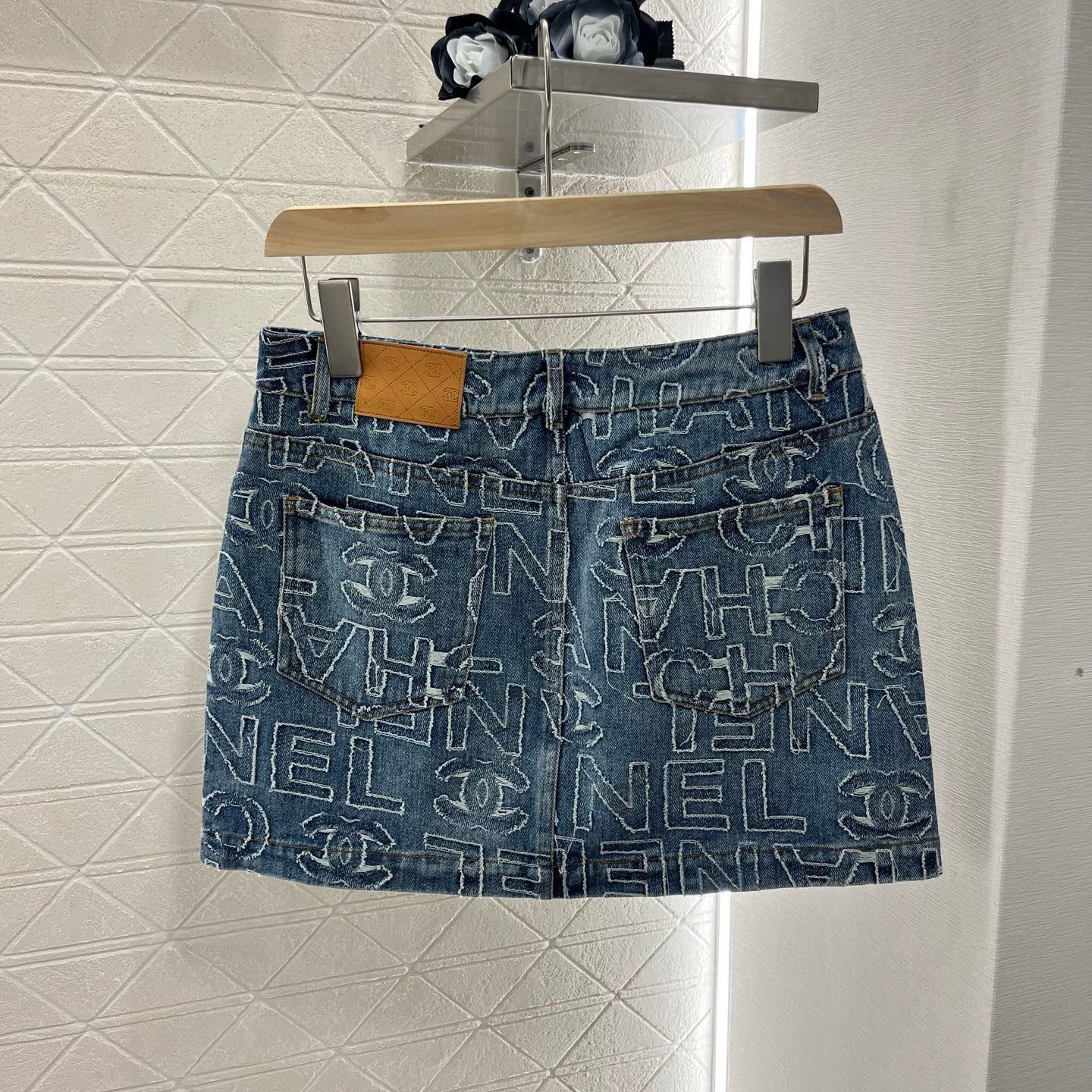 Blue Jacquard Denim Skirt 1025051621