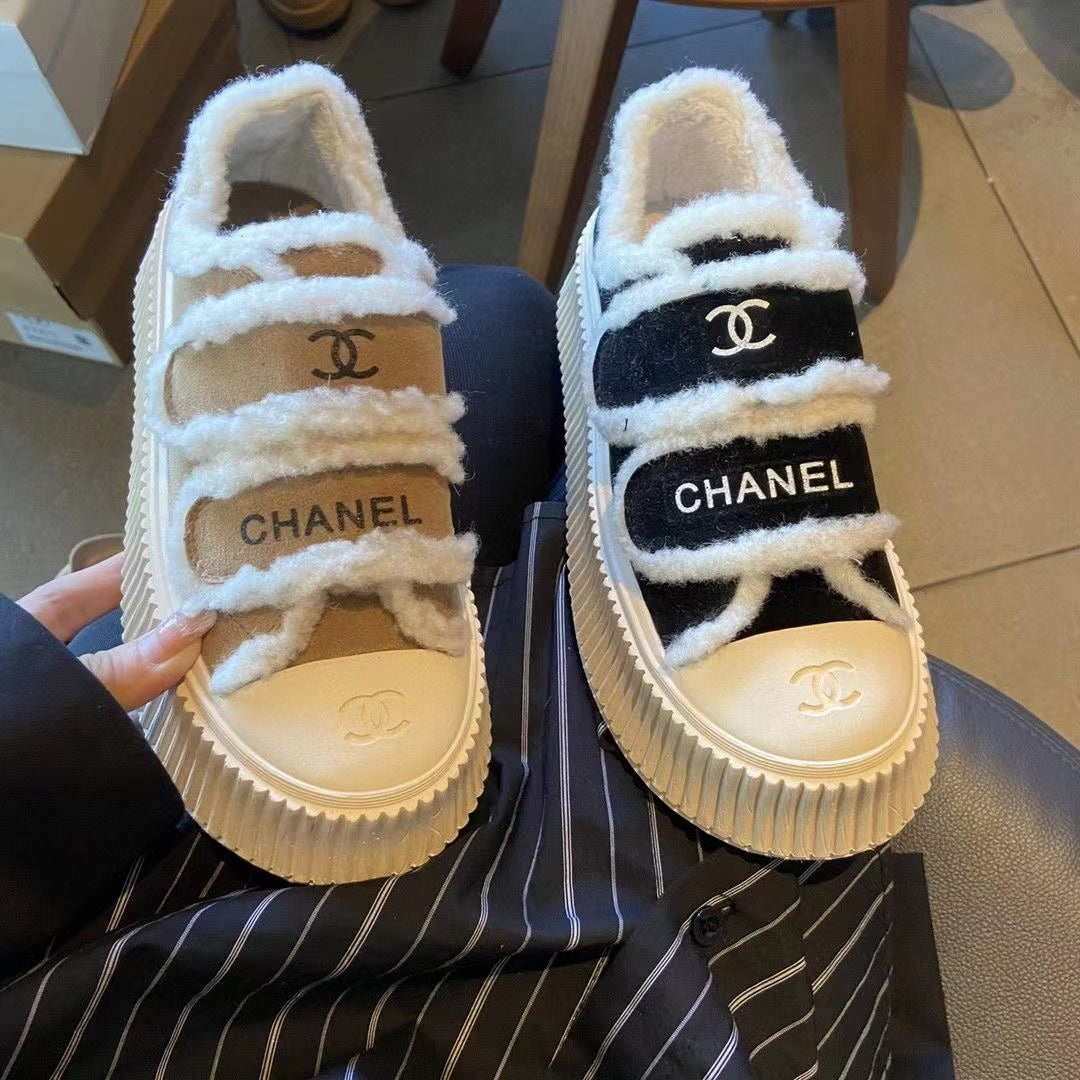 23 CL Velvet high-top and low-top genuine leather thick-soled warm Velcro fasteners, versatile and fashionable platform shoes PD 0423111405