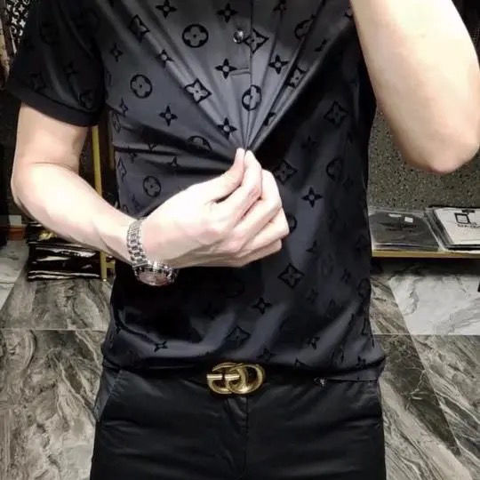 European Station men's POLO shirt business short sleeve T-shirt lapel H03