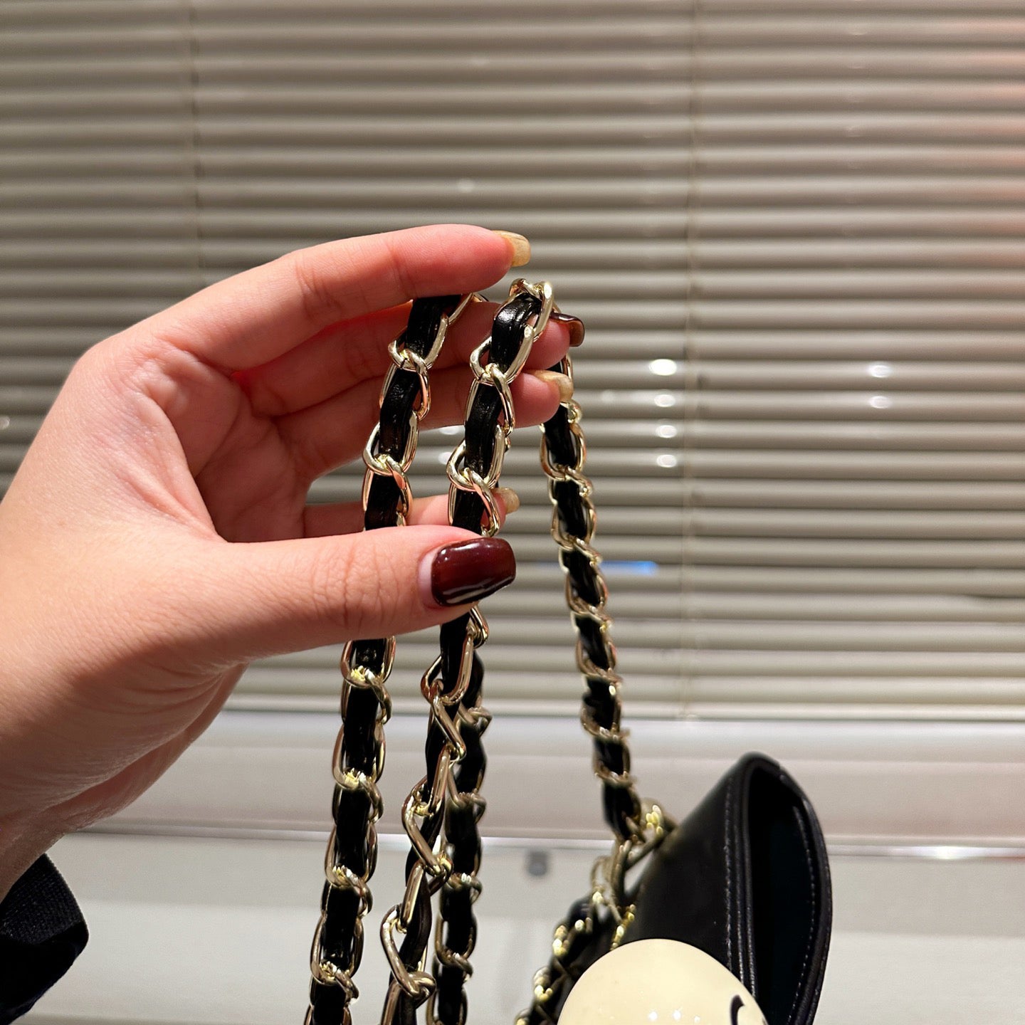 Vintage chocolate ball chain hobo bag 1824040706