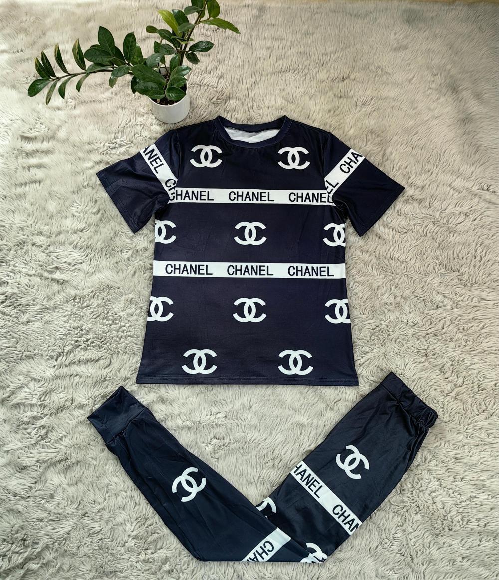 Fashionable Solid Color Trendy Casual Printed Two-piece 1024061901