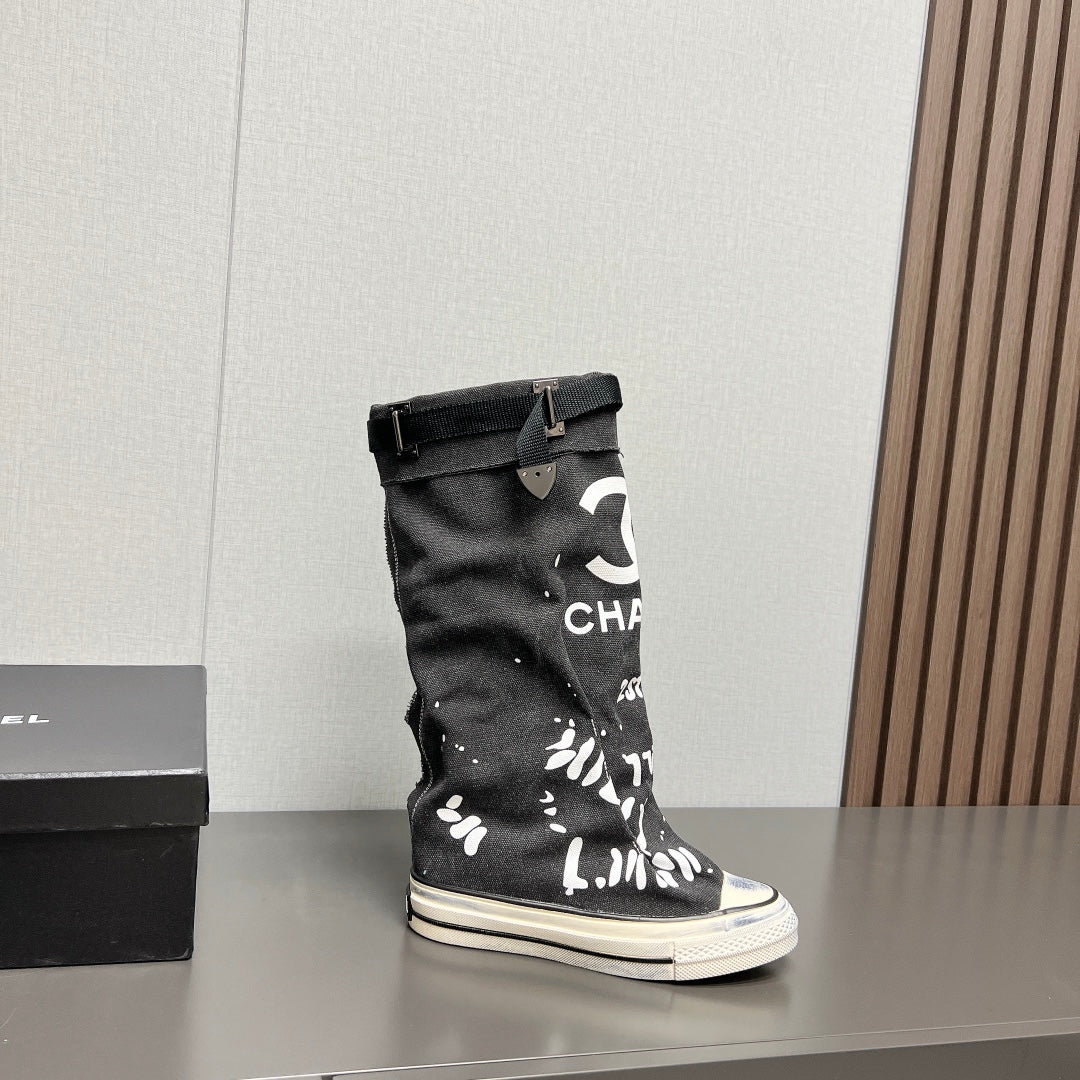 CNL2024vs autumn and winter new thick-soled canvas long boots 0724091201