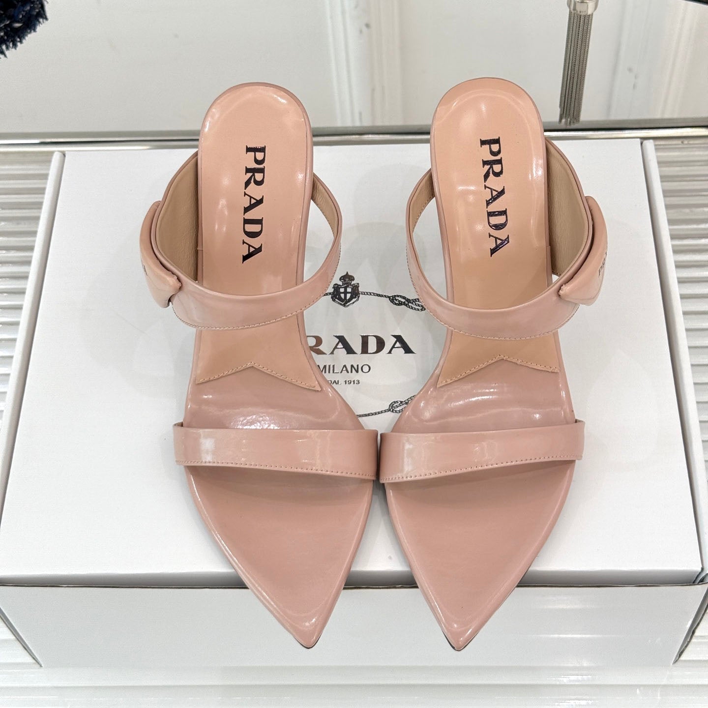 PR Triangle logo pointed toe sandals 1825061002