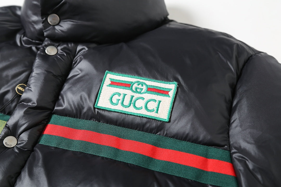 Classic logo red and green web down jacket XC0823102305