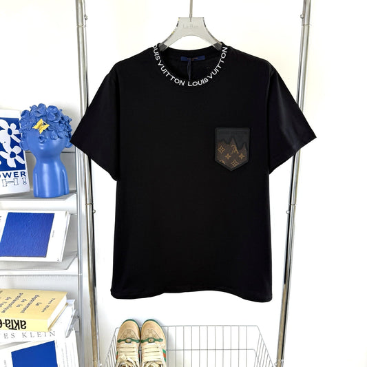 LV Embroidered leather logo T-shirt 1825042507