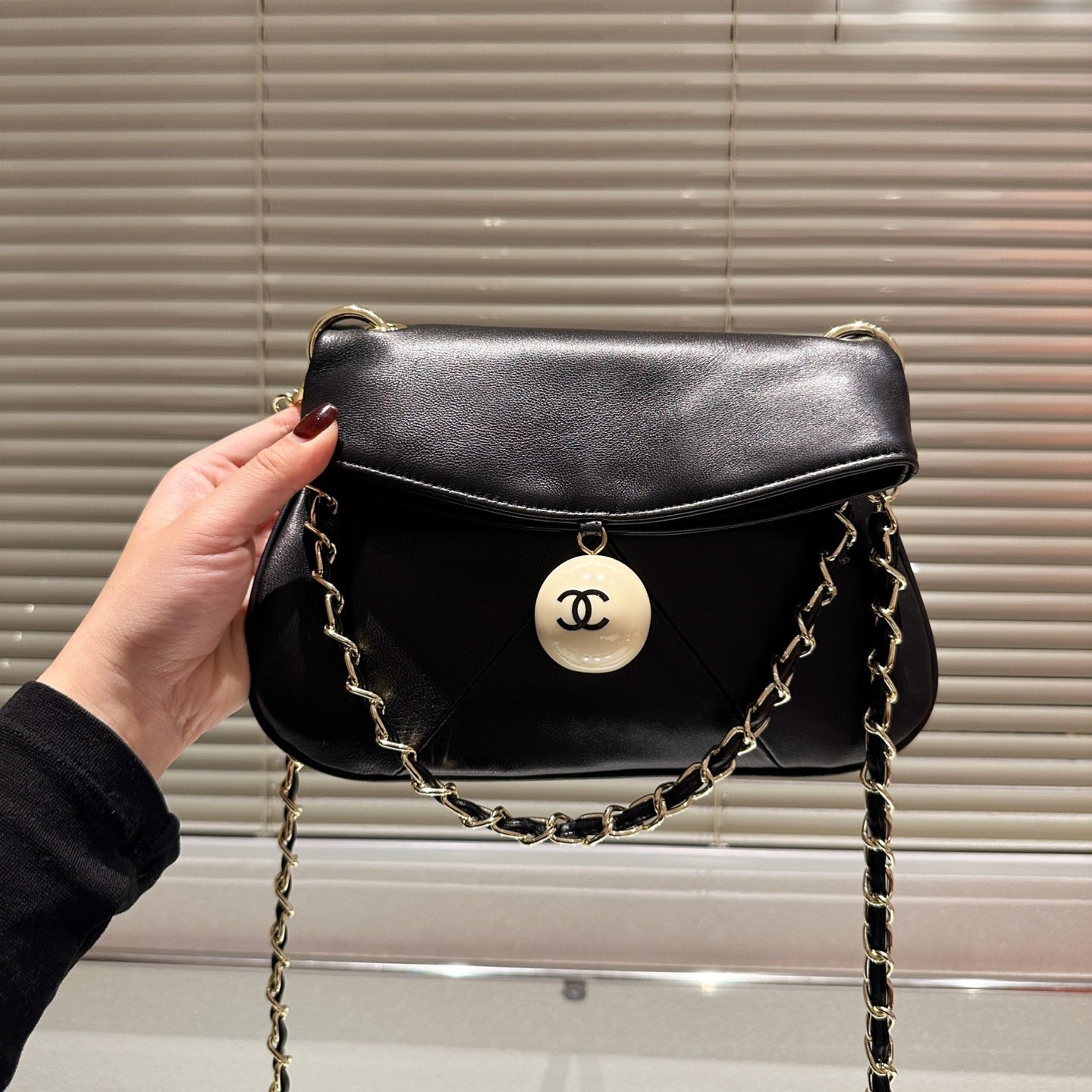 Vintage chocolate ball chain hobo bag 1824040706