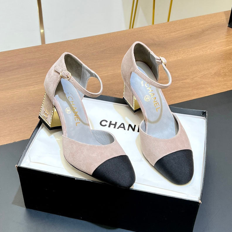 CNL Rhinestone square heel high heels 1824082802