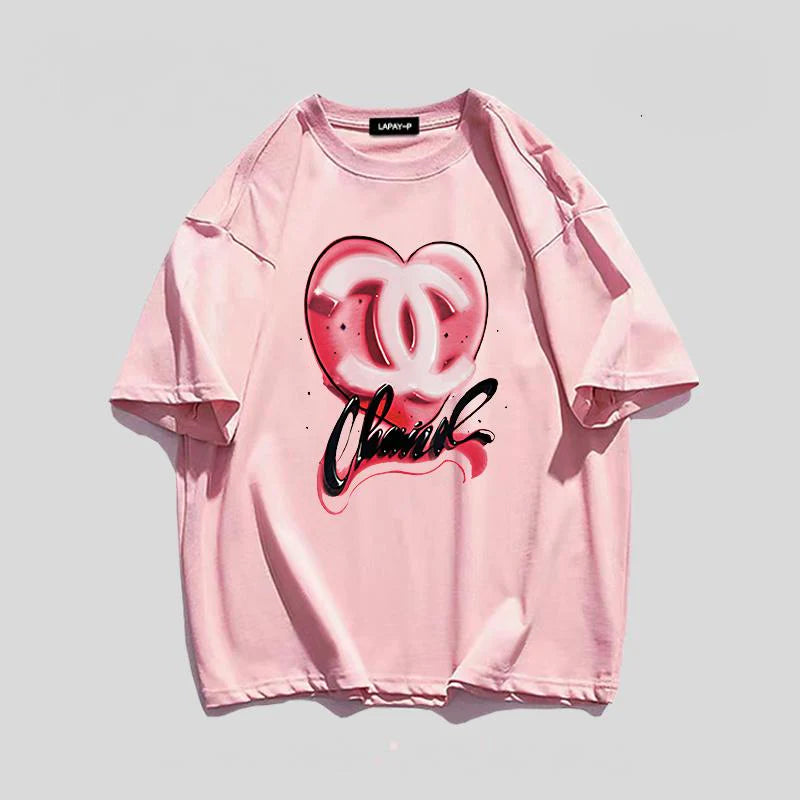 Fashionable Versatile Cotton Round Neck Loose Top 1024071526