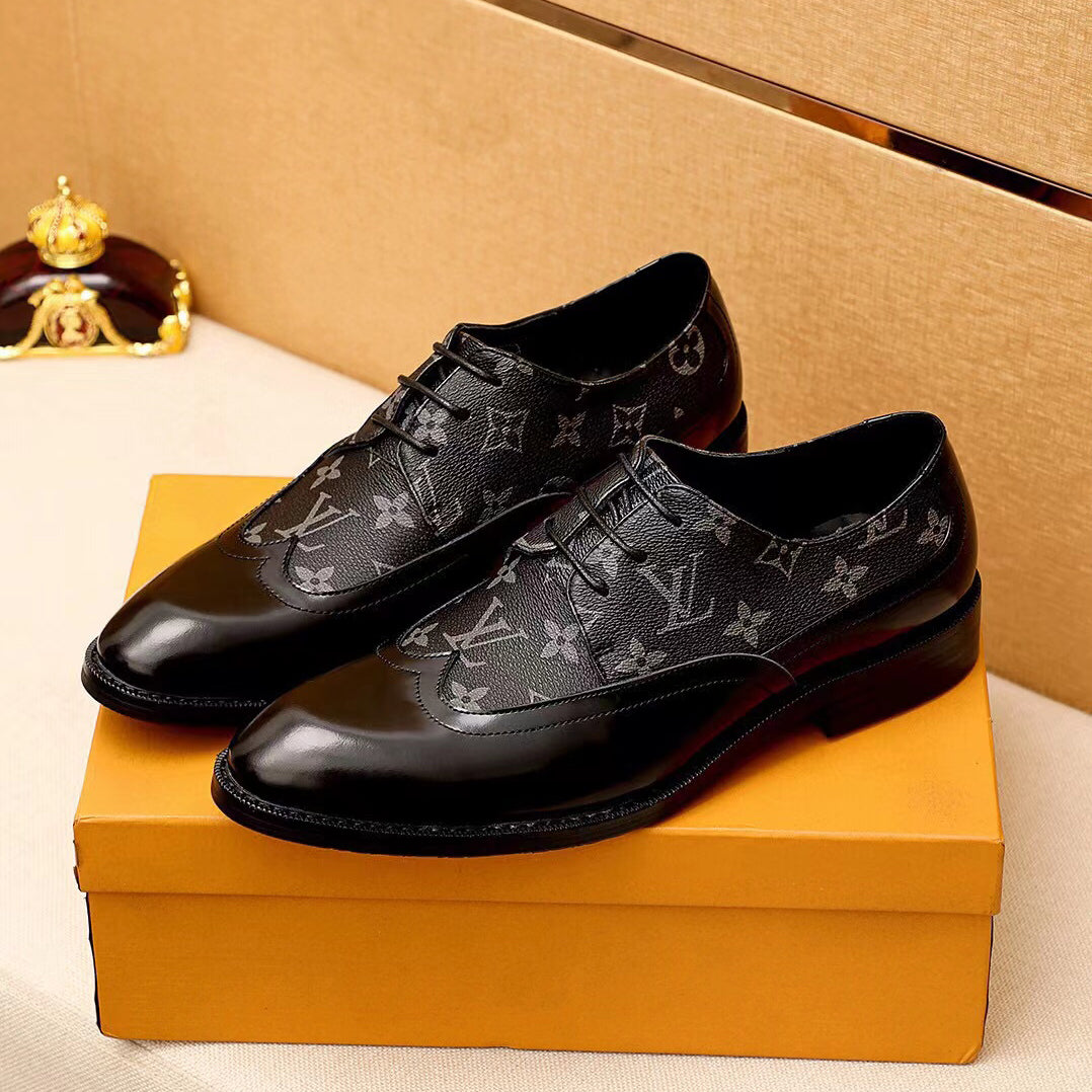 Luxury letter patent leather high-heeled classic Derby shoes