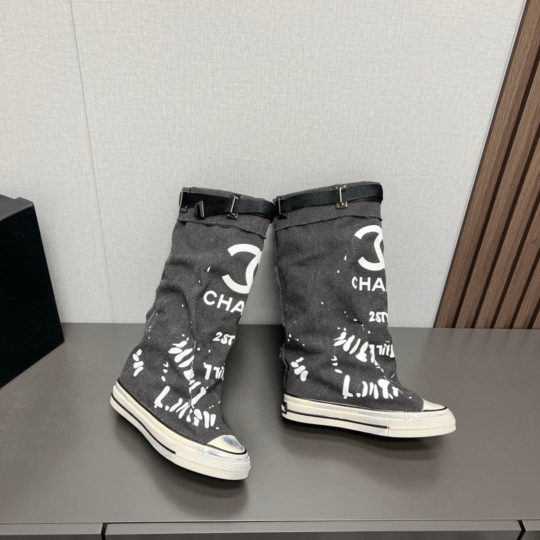 CNL2024vs autumn and winter new thick-soled canvas long boots 0724091201