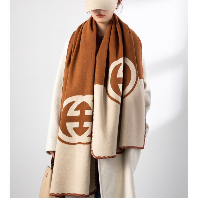 Fashion double-sided cashmere scarf thickened warm shawl PF1023111736